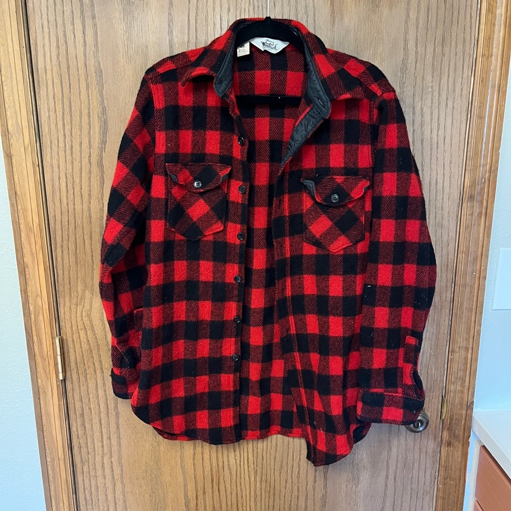 Vintage Woolrich Red and Black Checkered Wool Shirt